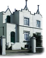 Uniquely styled white building